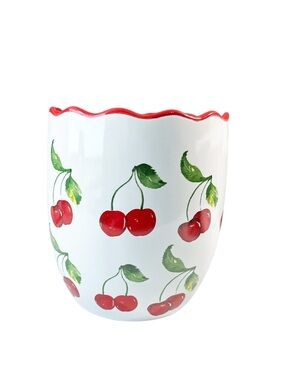 NEW Homestead Living CHERRY THEMED Utensil Crock/Vase 🍒🍒🍒